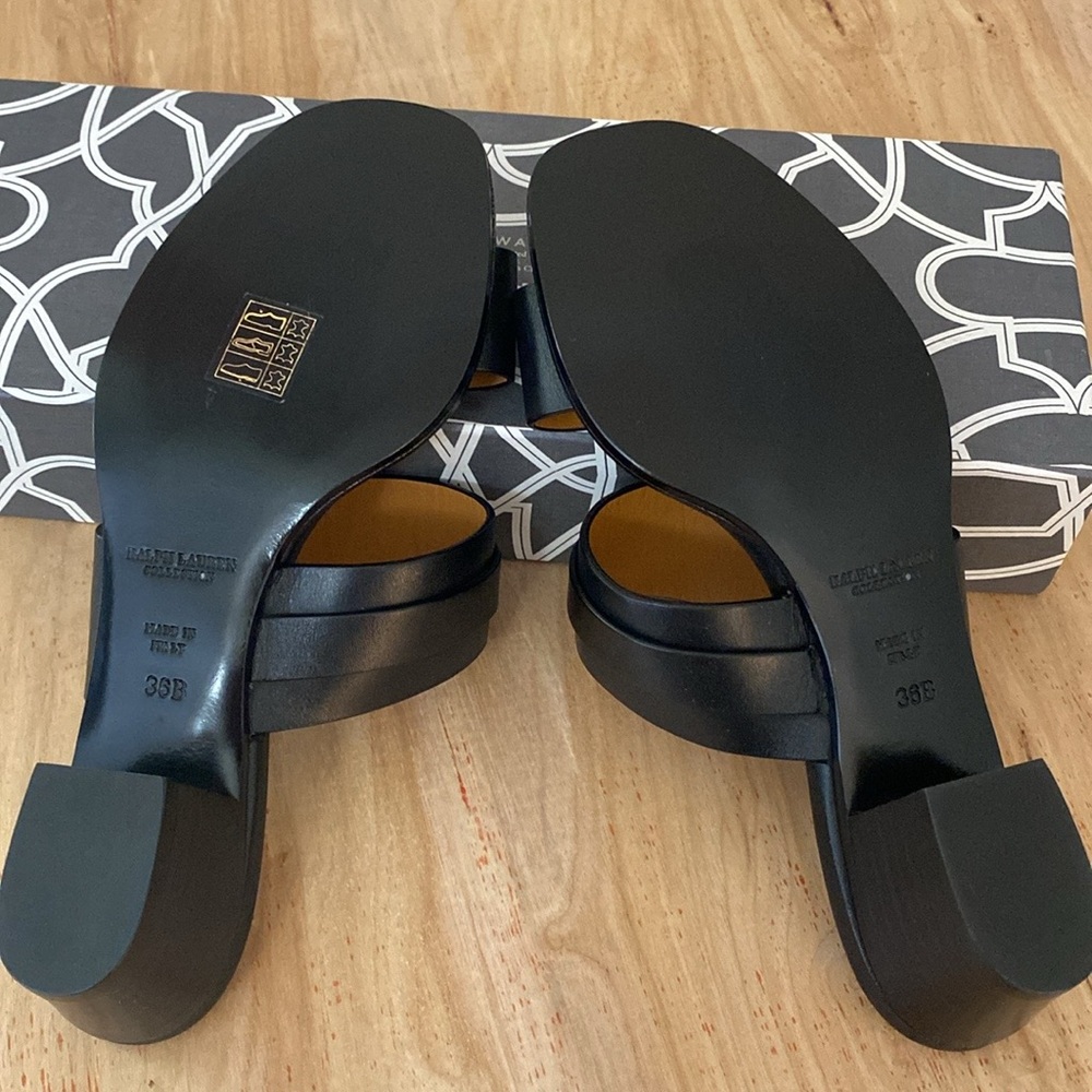 NWOT Ralph Lauren Purple Label Collection Black Sandals.  Size 36B (US)6 - Picture 5 of 8